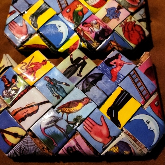 Set of 2 Gift Card Holder. Recycled Plastic, Vintage Print Handmade Unisex. - Picture 9 of 9